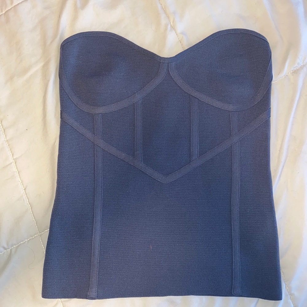 Zara Powder Blue Scructured Crop Top 🔥